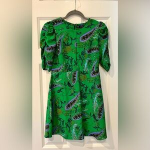 *ZARA TRF* GREEN & PURPLE PAISLEY PRINT MINI DRESS- SIZE SMALL